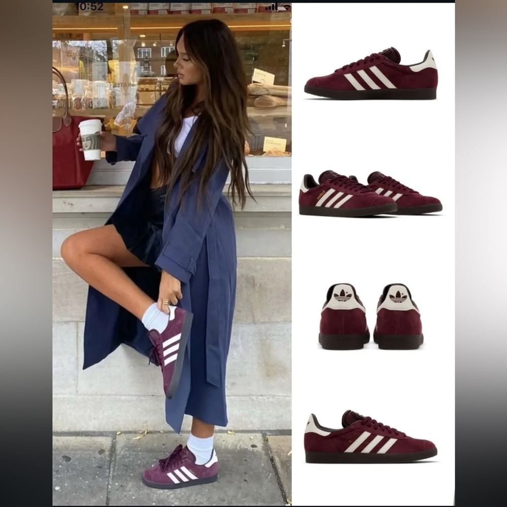 Adidas Unisex Maroon Gazelle Sneakers - US M6/W7